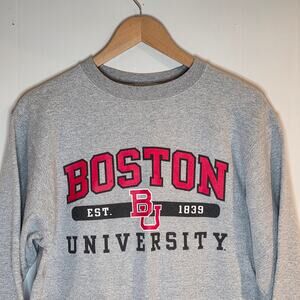 Boston University Small Champion Grey Crewneck Sweatshirt Unisex Mens Womens